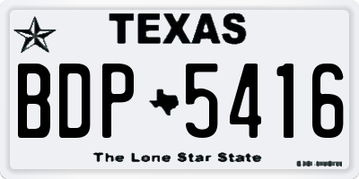 TX license plate BDP5416