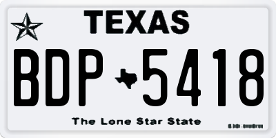 TX license plate BDP5418