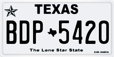 TX license plate BDP5420