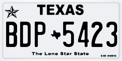 TX license plate BDP5423
