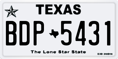 TX license plate BDP5431