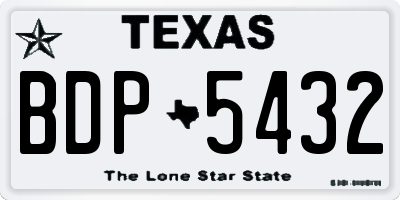 TX license plate BDP5432