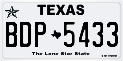 TX license plate BDP5433