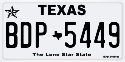 TX license plate BDP5449