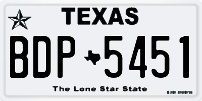 TX license plate BDP5451