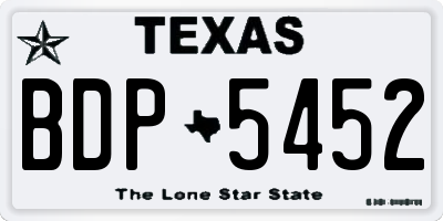 TX license plate BDP5452