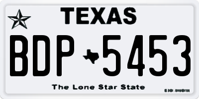 TX license plate BDP5453