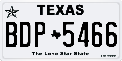 TX license plate BDP5466