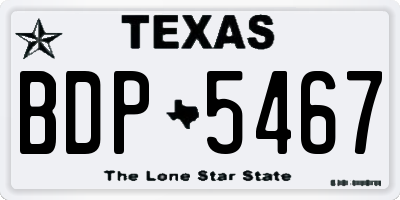 TX license plate BDP5467