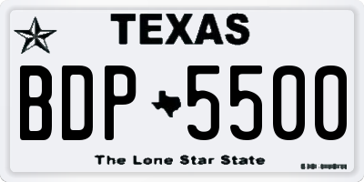 TX license plate BDP5500