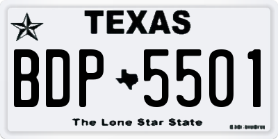 TX license plate BDP5501