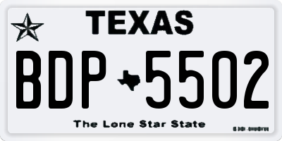 TX license plate BDP5502