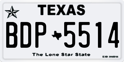 TX license plate BDP5514