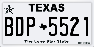 TX license plate BDP5521