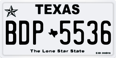 TX license plate BDP5536
