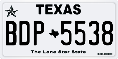 TX license plate BDP5538