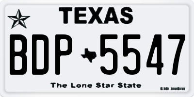 TX license plate BDP5547
