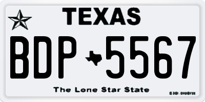 TX license plate BDP5567