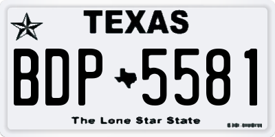 TX license plate BDP5581