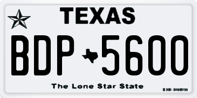 TX license plate BDP5600
