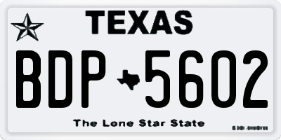 TX license plate BDP5602