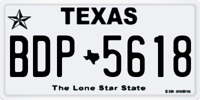 TX license plate BDP5618