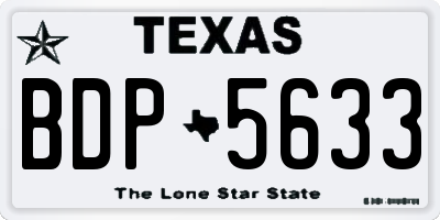 TX license plate BDP5633