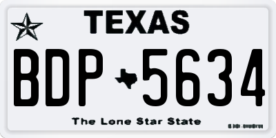 TX license plate BDP5634