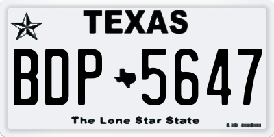 TX license plate BDP5647