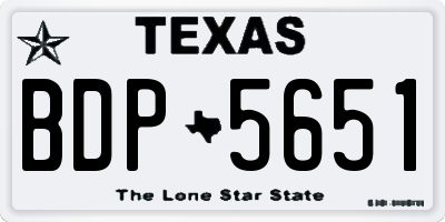 TX license plate BDP5651