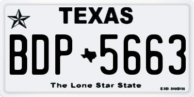 TX license plate BDP5663