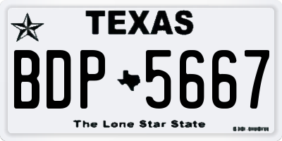 TX license plate BDP5667