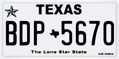 TX license plate BDP5670