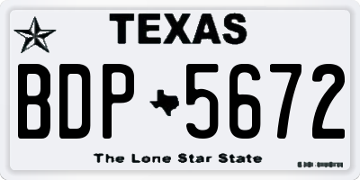 TX license plate BDP5672