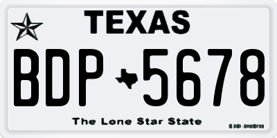 TX license plate BDP5678