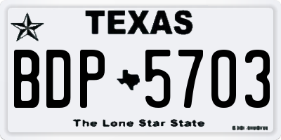 TX license plate BDP5703