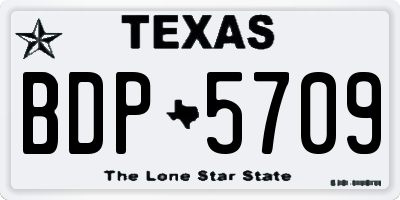 TX license plate BDP5709