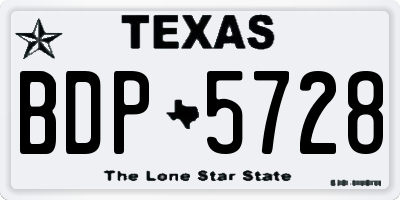 TX license plate BDP5728