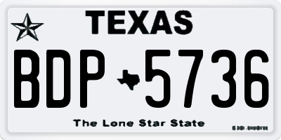 TX license plate BDP5736
