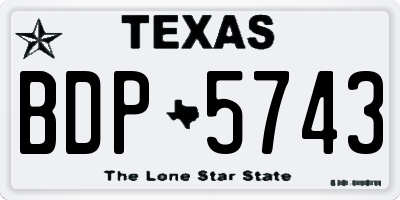 TX license plate BDP5743