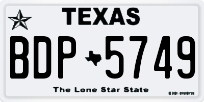 TX license plate BDP5749