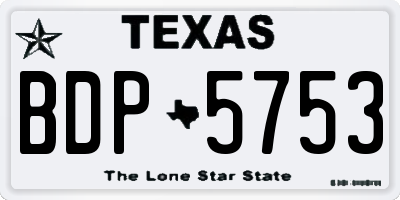 TX license plate BDP5753
