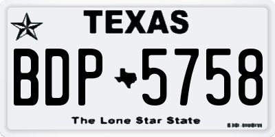 TX license plate BDP5758