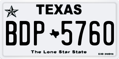 TX license plate BDP5760