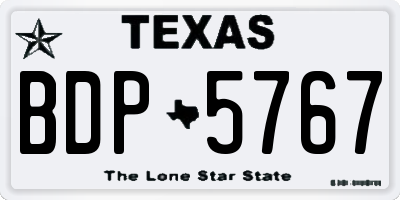 TX license plate BDP5767