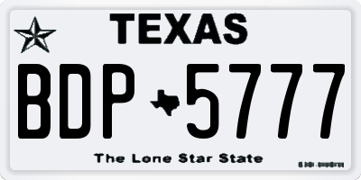 TX license plate BDP5777