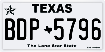 TX license plate BDP5796