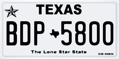 TX license plate BDP5800