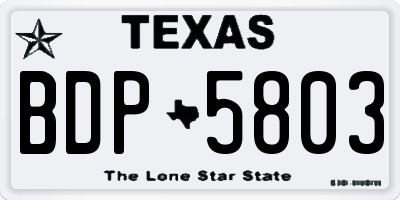 TX license plate BDP5803