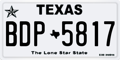 TX license plate BDP5817